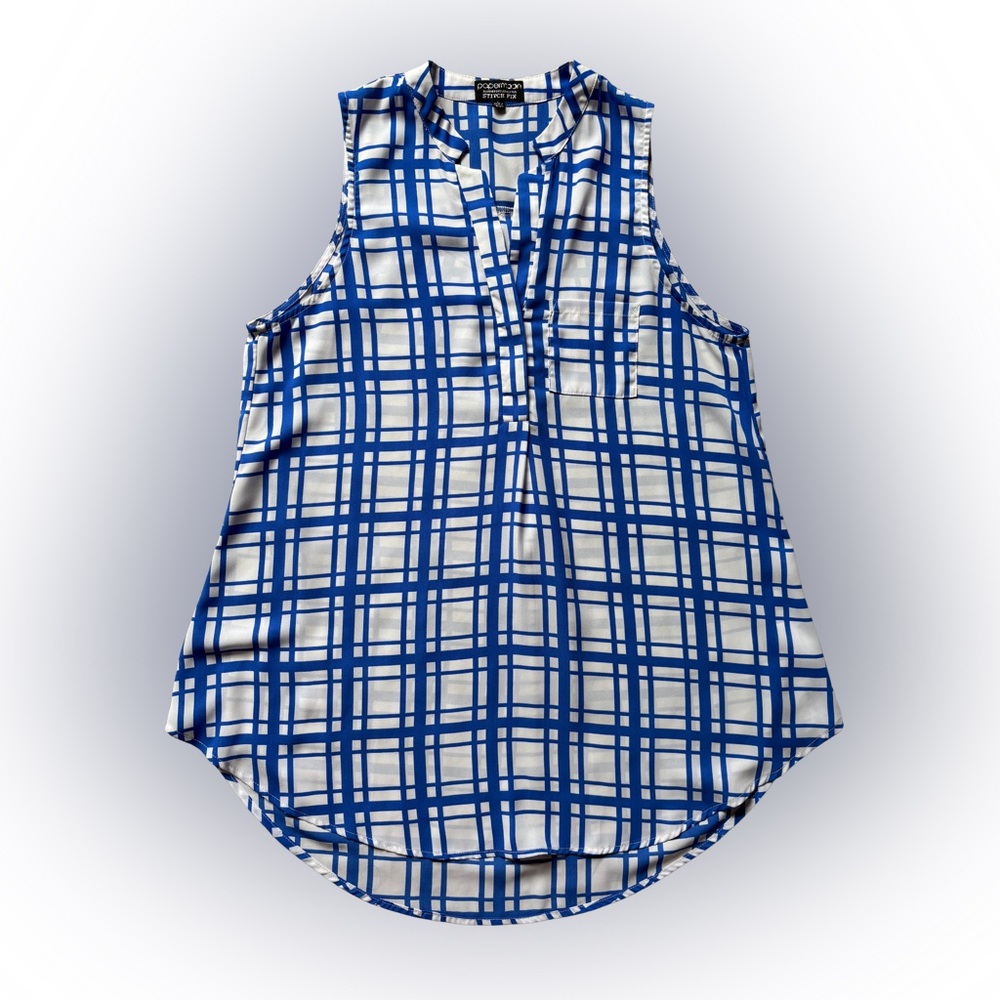 Papermoon Stitch Fix Blue and White Checkered Tank Top